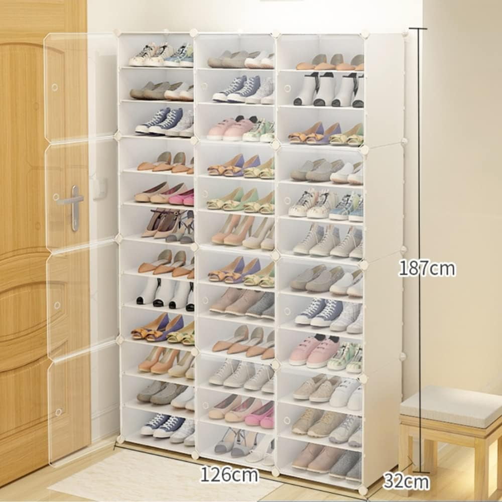 Portable Shoe Rack Organizer,72 Pair Transparent Plastic Shoe Racks,Clear Shoe Storage Organizer for Shoes Shelf Cabinet
