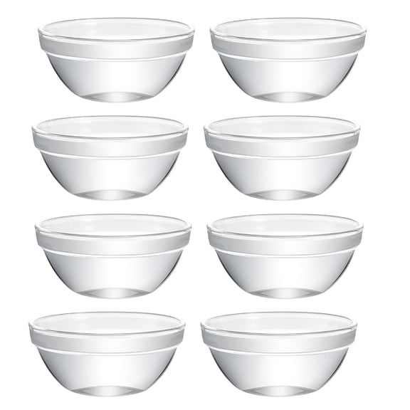 ACDANC 8pcs Glass Dessert Rice Pudding Bowls Round Glass Bowls Pudding Containers