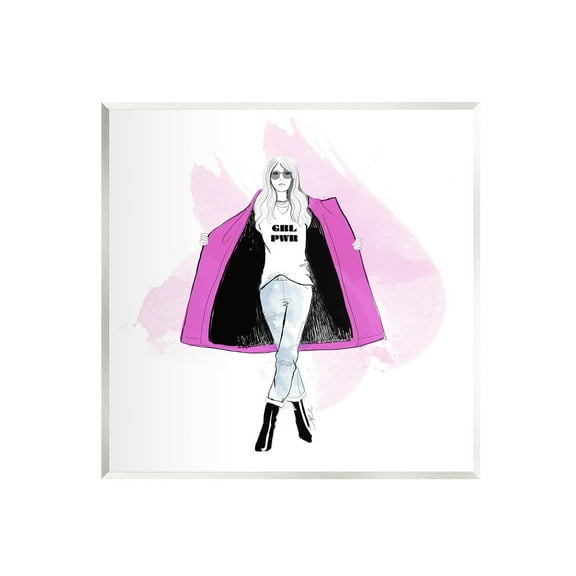 Stupell Industries Girl Power Fashion Portrait Graphic Art Unframed Art Print Wall Art, Design by Alison Petrie