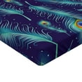 thumbnail image 2 of Ambesonne Peacock Fitted Sheet, Peacock Bird Feathers, Full Size, Navy Blue Orange, 2 of 3