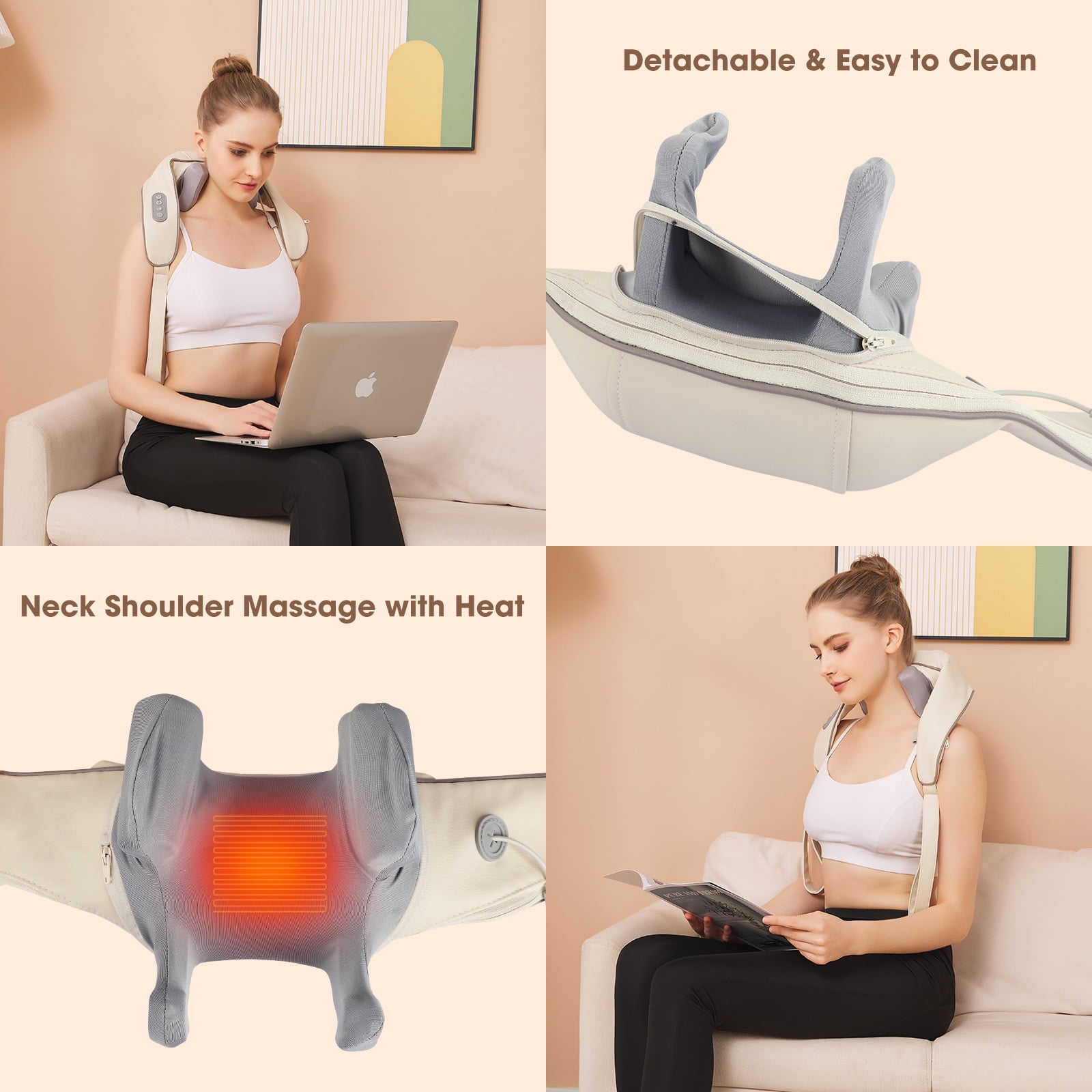 SNOW DEER Neck Massager, Shiatsu Back Shoulder and Neck Massager with Heat Electric Shoulder