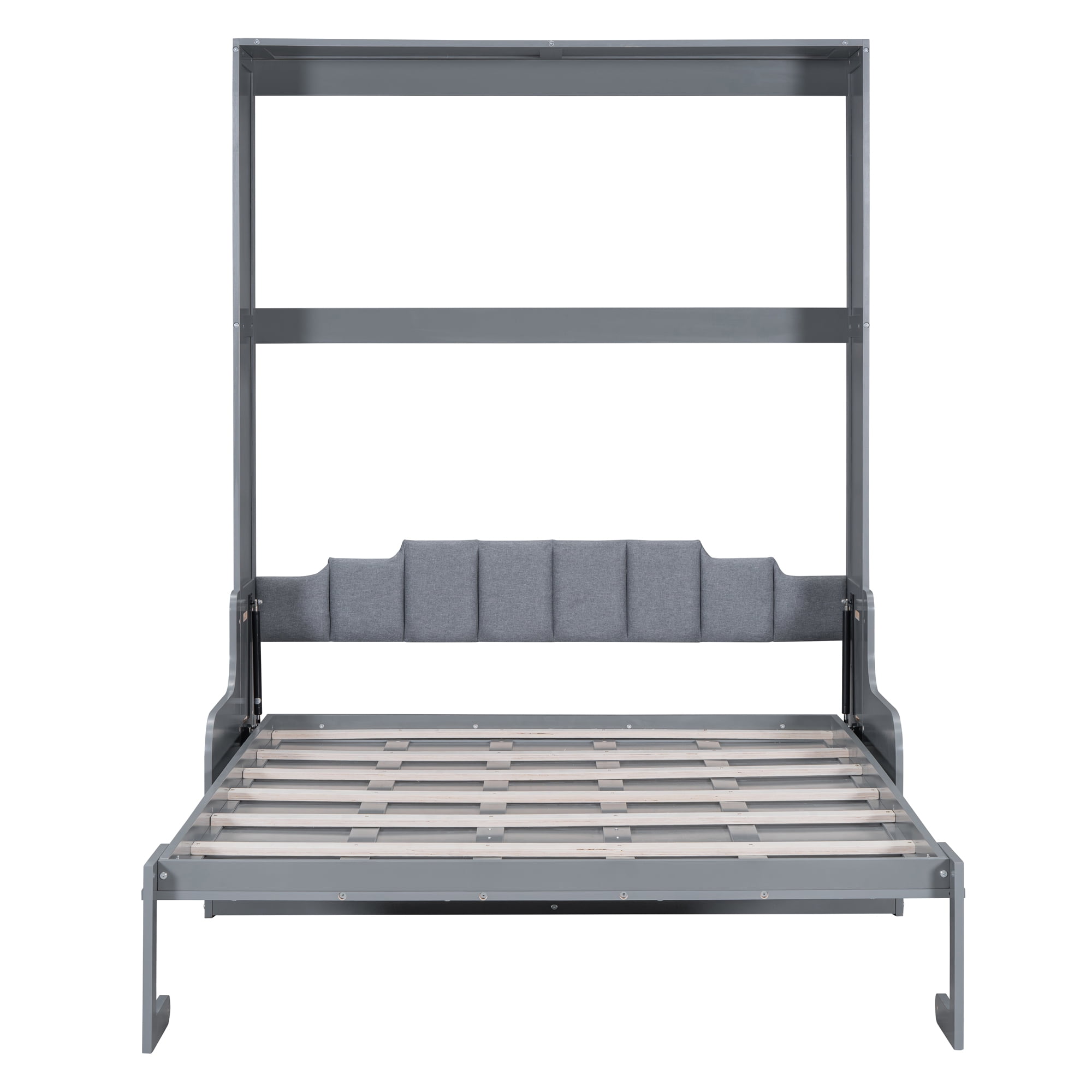 Mintazer Queen Size Murphy Bed with Sofa, Modern Foldable Wall Bed with Cushions for Bedroom Apartment Guest Room, Gray