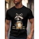 thumbnail image 1 of Camiseta de manga corta para hombre, estilo casual, con cuello redondo y estampado de mapache de dibujos animados., 1 of 8