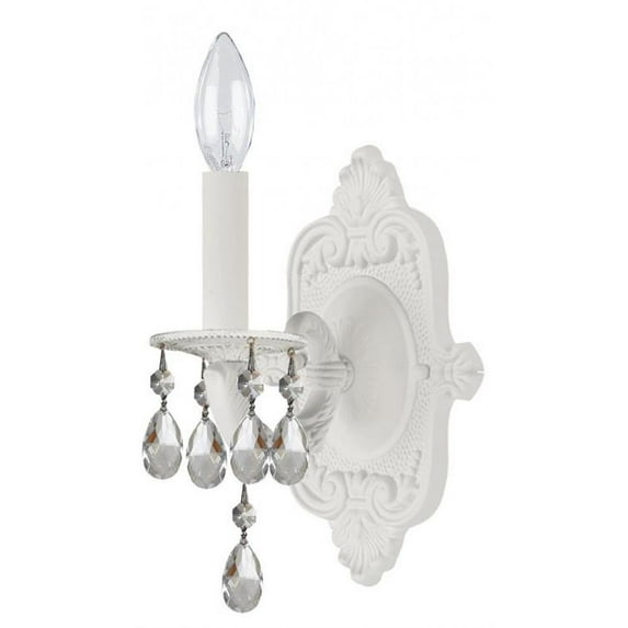 Paris Market 1 Light Swarovski Strass Crystal White Sconce by Crystorama 5021-WW-CL-S in White Finish