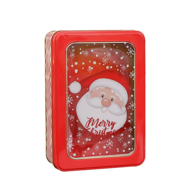 Christmas Candy Tin Box—Cookie Candy Storage Tins Christmas Cookie Tins Containers With Lids For Confectioneries Holiday Giving Square With Gold Christmas Card Tin Holder Boxes