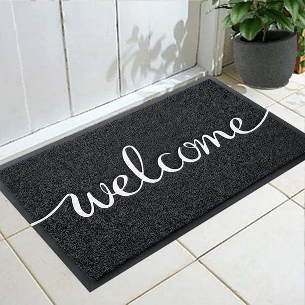 Fireosma Felpudo De Bienvenida Para Interiores Y Exteriores, Duradero, Antideslizante, Fácil De Limpiar, Felpudo Frontal, Rectangular, Para Zonas De Alto Tráfico (30 X 17,5 Pulgadas), Color Negro