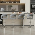thumbnail image 6 of VECELO Bar Stools Set of 4, Adjustable Swivel PU Leather Counter Height Barstools with Back and Arms, Light Gray, 6 of 11