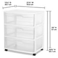 thumbnail image 3 of Sterilite Wide 3 Drawer Storage with Wheels, Plastic Rolling Organization Cart, White Frame, 3 of 6