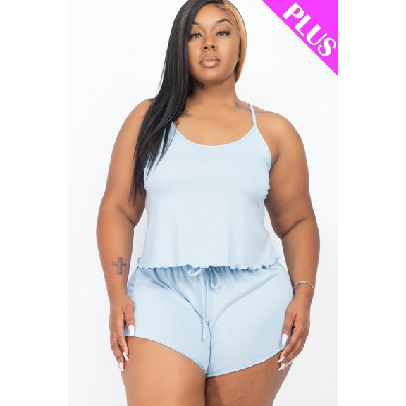 Plus Size Cami Top And Shorts Set 2XL