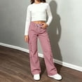 thumbnail image 6 of Spazoro Girls Cargo Pants with Multi‑Pockets, Wide Leg Elastic Waist Solid Color Loose Fit Drawstring Casual Street Trousers Pink Size 9-10, 6 of 9