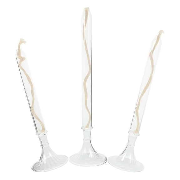 Raindrops  3 Pcs Glass Candle Oil Lamp Flickering Candlestick Lamps Vintage Home Decor Retro Transparent