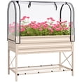 thumbnail image 2 of Outsunny Raised Garden Bed with Cover and Storage Shelf, Rectangular Metal Elevated Planter Box with Legs and Bed Liner, Cream, 2 of 9