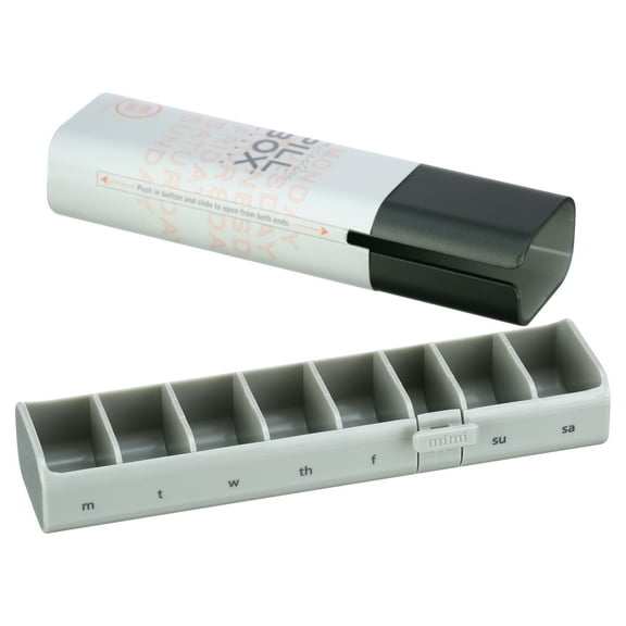 7 Day Pretty Pillbox | Wide Weekly Pill Organizer for Vitamins, Supplements & Pills by Mimi Medcessories | Steele