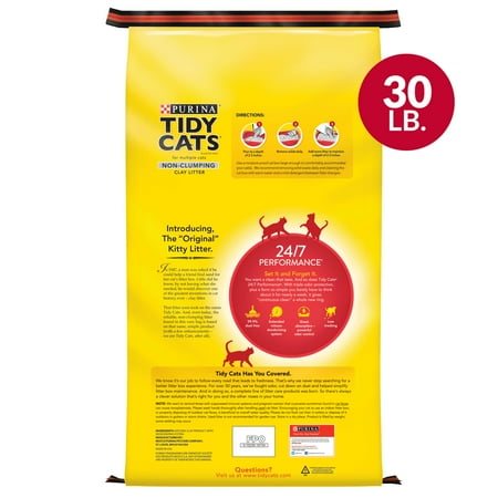 Purina Tidy Cats Non-Clumping Litter, 24/7 Performance Odor Control Formula, 30 lb Box