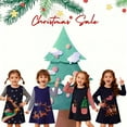 thumbnail image 7 of HILEELANG Toddler Girl Christmas Dress Navy Blue Deer Elk Santa Christmas Tree Applique Long Sleeve Cotton Holiday Dresses 2T, 7 of 7
