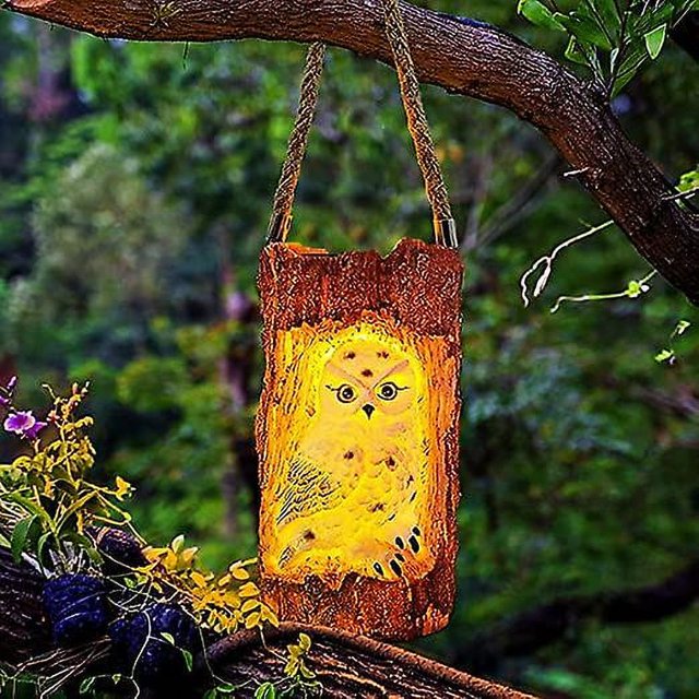 Luces solares de jardín al aire libre, linternas de búho colgantes