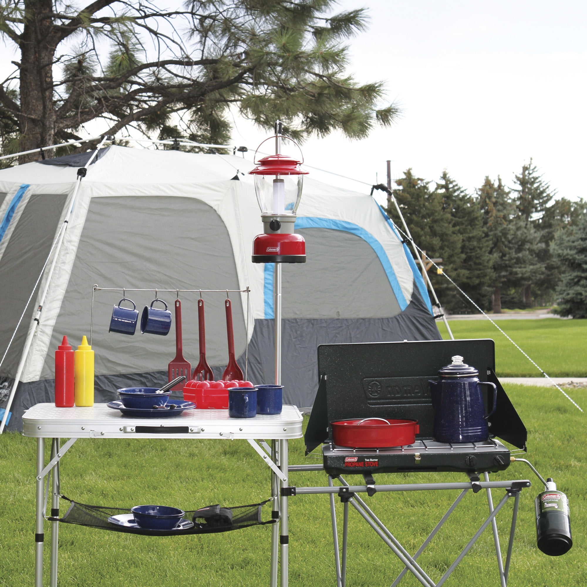 Cuisine de camping pliable Coleman Pack-Away Gris et blanc
