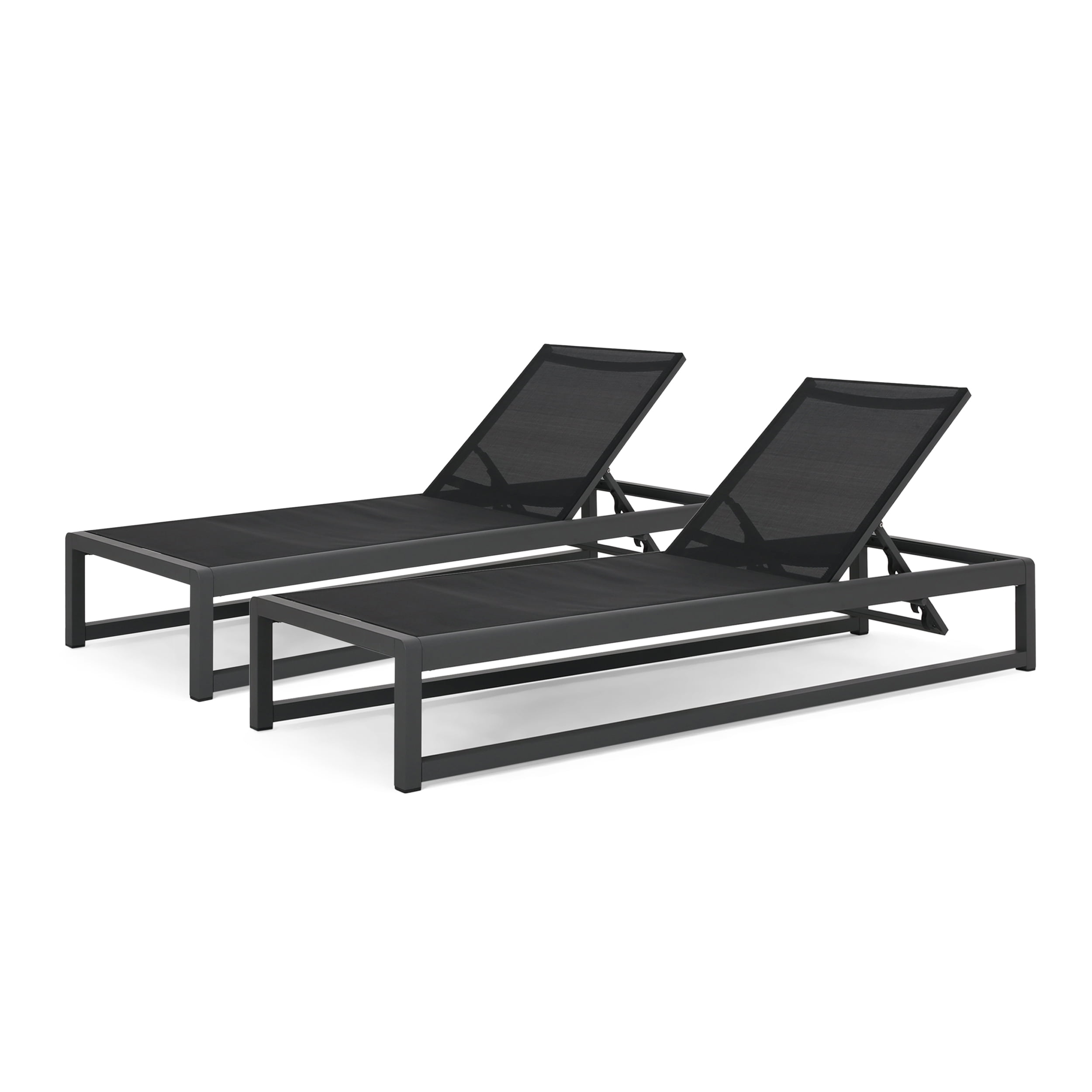Elliott Outdoor Mesh Chaise Lounge, Set of 2, Black, Gray