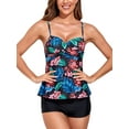 thumbnail image 2 of Arvbitana 2Pcs Women Wrapped Swimsuit Sling V Neck Front Top Fit Shorts Beachwear Set, 2 of 7