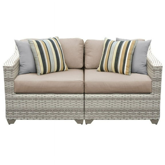 Afuera Living Outdoor Wicker Patio Loveseat in Wheat