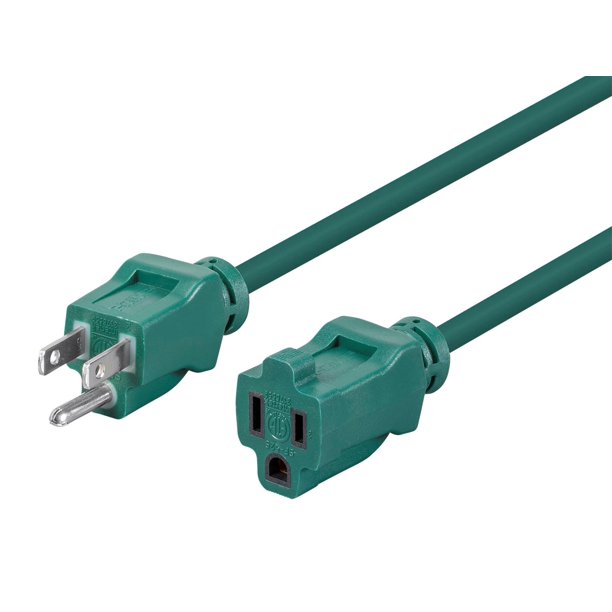 Monoprice 3Prong Extension Cord Outdoor 25ft, Green, NEMA 515P to