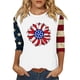thumbnail image 3 of Camisetas de Manga Corta para las Mujeres Día de la Independencia Patriótica Impresa 3/4 Manga Cuello Redondo, Camiseta Casual para Diarios Y Festivales, 3 of 5
