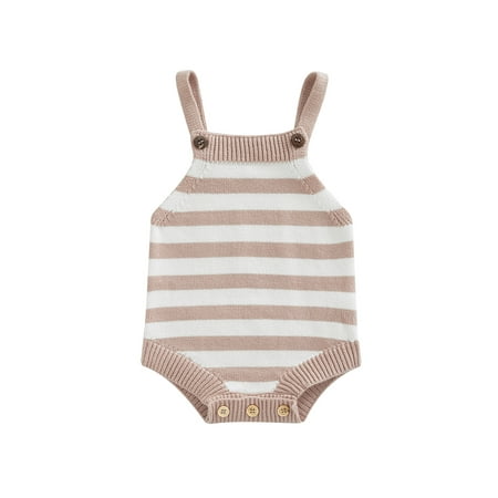 

Gureui Toddler Infant Baby Boys Girls Suspender Jumpsuit Casual Striped Newborn Sleeveless Knitted Romper