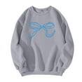 thumbnail image 4 of Sweaters For Women Bow Graphic Oversized Pullover Crewneck Sweatshirts Fall Fashion Tops Polyester Gray Size S-2Xl Oversized Sweaters For Women, 4 of 5
