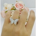 thumbnail image 2 of Butterfly Ring Beaded Band Cubic Zirconia Yellow Tone 925 Sterling Silver, Size 9, 2 of 7