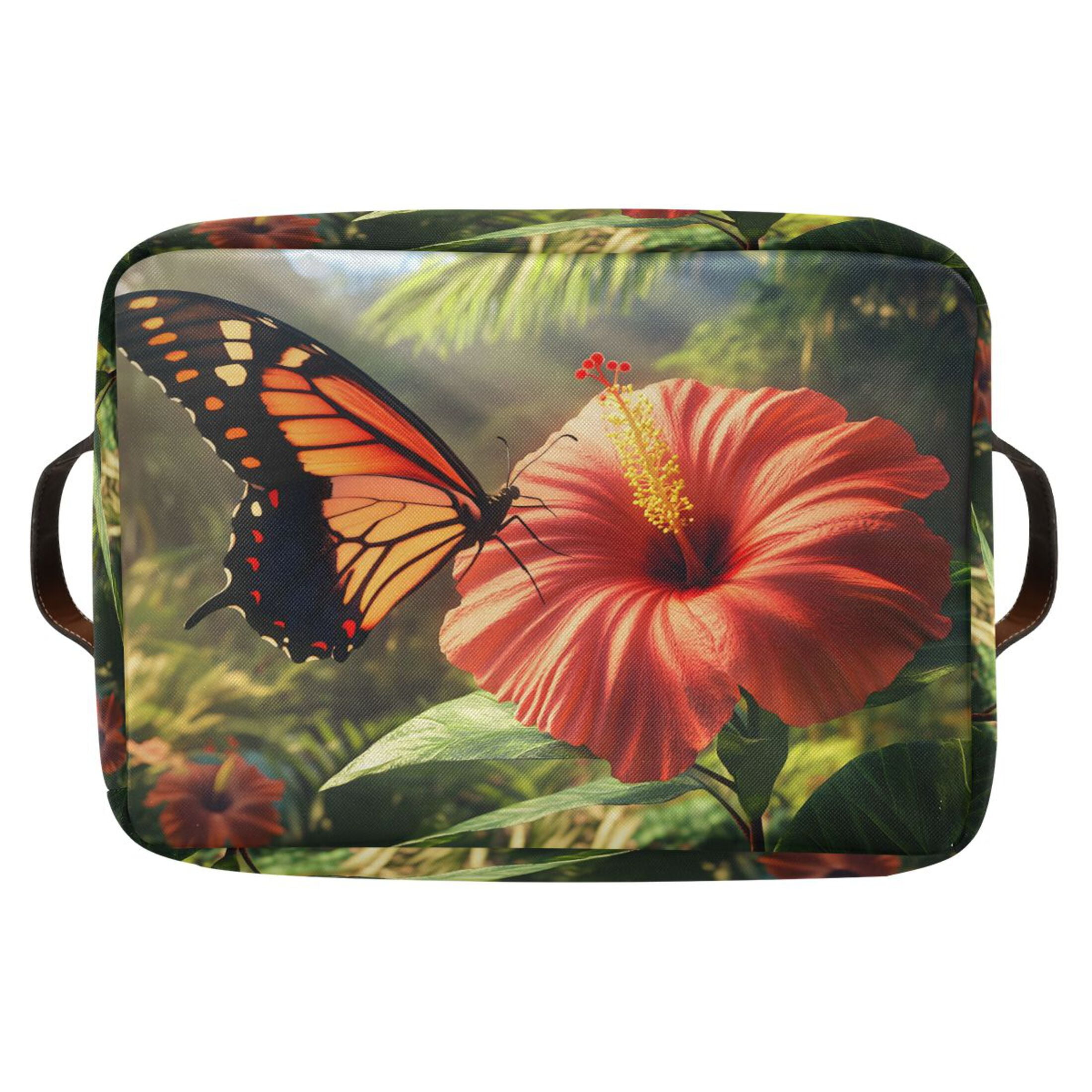 Ryvnso Butterfly on Flowers Storage Basket Large Bin Foldable Boxes Toys Organizer 14.2x10.2x8.3in 2 PCs