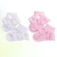 thumbnail image 2 of Gymnture winter 2 Pairs Baby Socks Lace Socks Keep Warm Breathable Bow-knot Stockings (White + Pink Size S Fit for 0-1 Years Old), 2 of 10