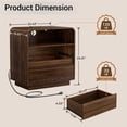 thumbnail image 3 of Hiaso Nightstand Set of 2 with Charging Station, Small Sofa Table with Storage Open Shelf, Wooden Storage Cabinet for Living Room, Walnut Finish, 3 of 9
