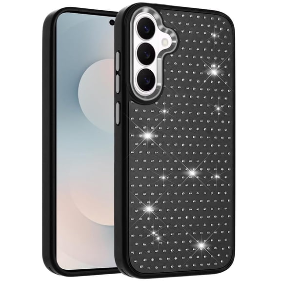 XPM for Samsung Galaxy S26 / S26 Plus Bling Diamond Metallic, Full Sparkle Chrome Edged Hybrid Protective Shockproof Phone Case Cover (Black)