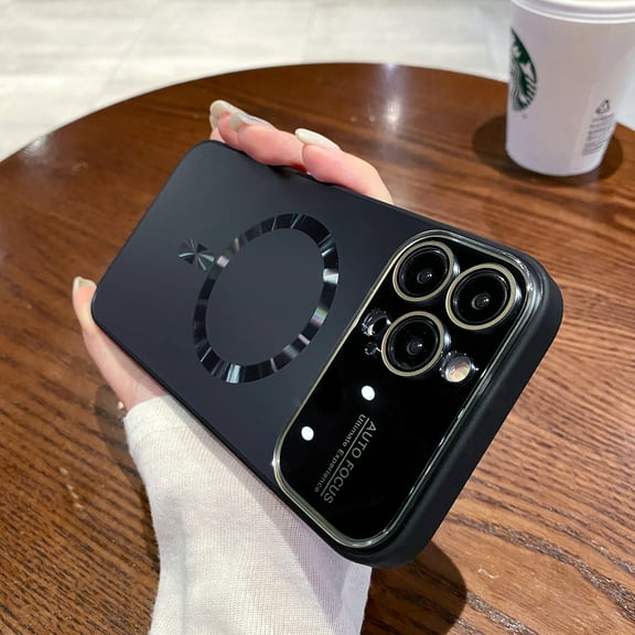 Nalacover for iPhone 12 Pro 6.1 inch Case, Big Window Glass Lens Camera Protector, Compatible with Magsafe Charging, Women Men Shockproof Lightweight Ultra Thin Phone Case,Black