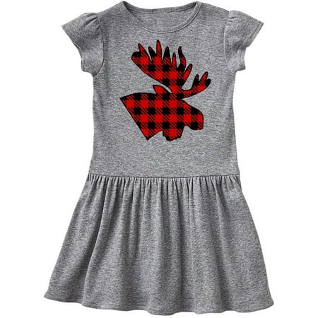 

Inktastic Moose Head in Red and Black Plaid Gift Toddler Girl Dress