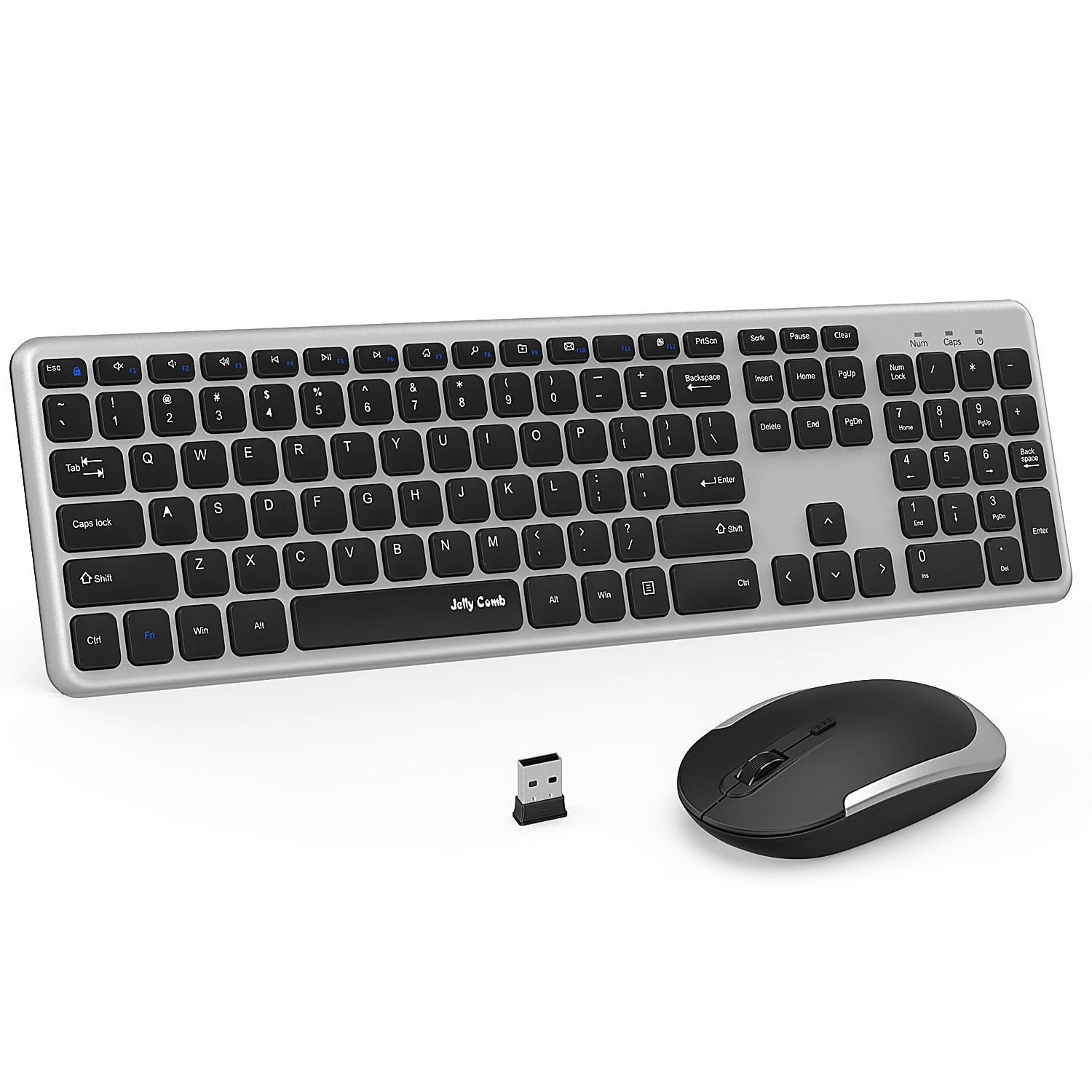 Wireless Keyboard Mouse Combo, 2.4GHz Slim Full Size Wireless Keyboard