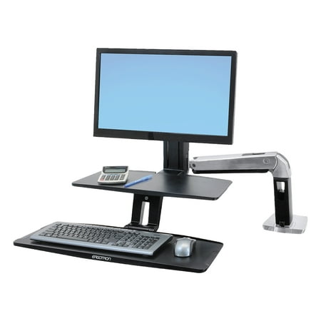 Ergotron WorkFit-A Sit-Stand Workstation w/Suspended Keyboard, Single HD, Black