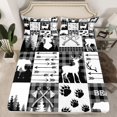 thumbnail image 2 of Feelyou Wildlife Elk Deer Queen Sheet Sets, Grey Buffalo Plaid Bed Set, 4-Piece, 2 of 7