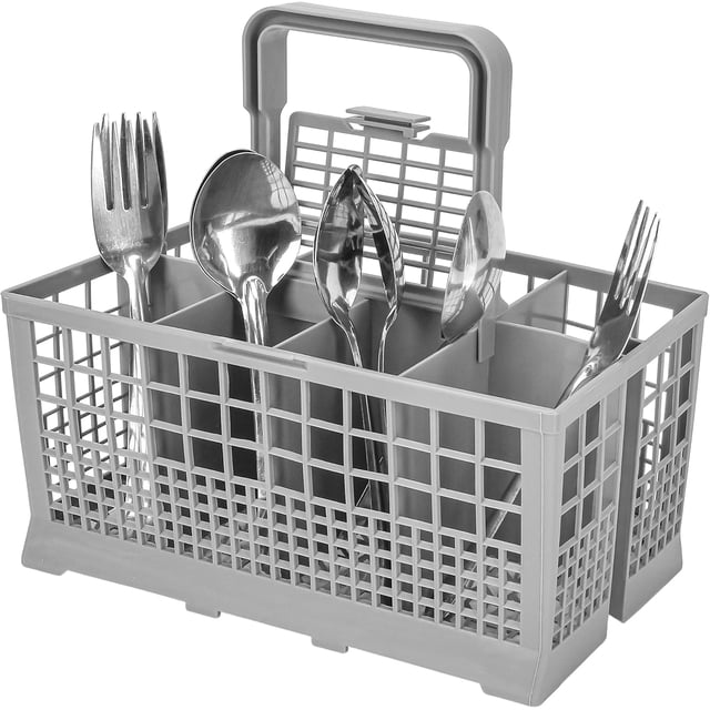 Silverware Basket for GE Dishwasher, Replacement Cutlery Basket for Utensils Universal with 7 Compartments and Handle, Multipurpose Holder Caddy Drainer for Kitchen Clean Up (9.5" x 5.3"x 4.8")