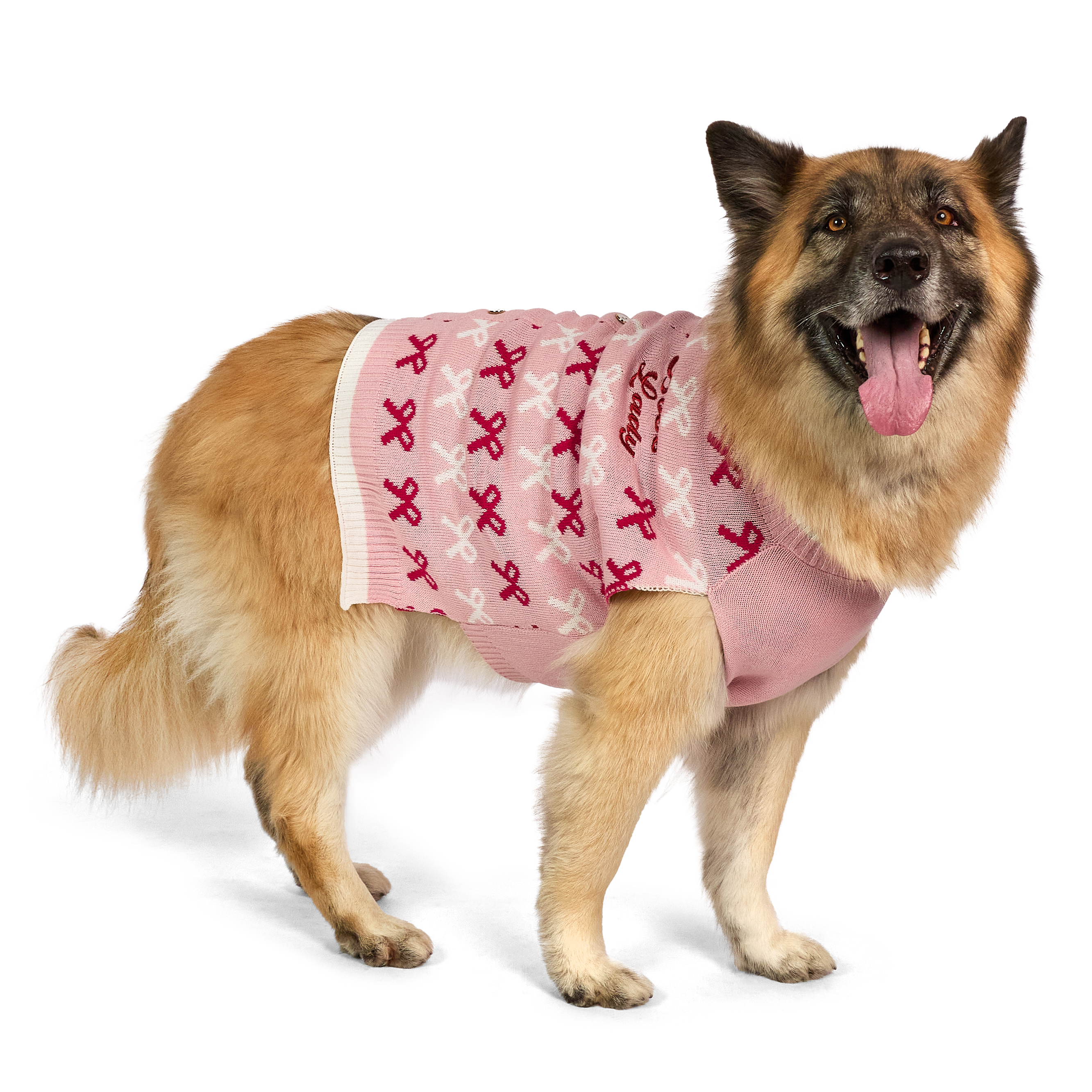 Vibrant Life Holiday Pet Sweater for Dogs, Boss Lady Bows, Pink, Extra Large