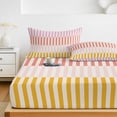 thumbnail image 6 of Twin Sze Fitted Sheet Set - Colorful Stripe 2 Piece Bedding Sets 16" Deep Pocket Fitted Sheet with 1 Pillowcase, Modern Pink Red Yellow Vertical Striped Brushed Microfiber Hotel Luxury Bed Sheets, 6 of 9