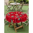 thumbnail image 3 of Outdoor Tablecloth with Umbrella Hole and Zipper, Christmas Tree Round Table Cloth 60 Inch Waterproof Tablecloth, Red Xmas Candy Cane Stars Winter Holiday Picnic Table Cover for Patio Camping, 3 of 7