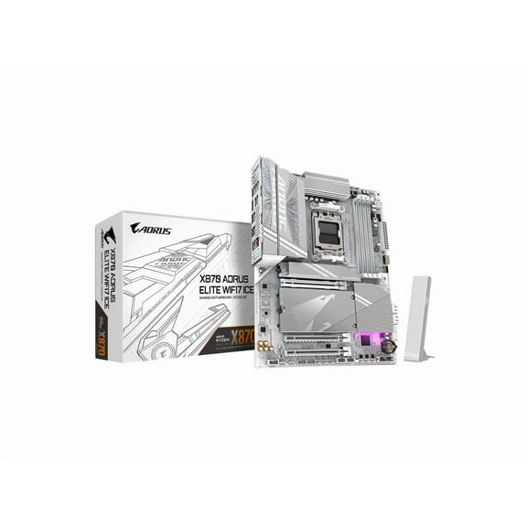 Aorus Ultra Durable X870 AORUS ELITE WIFI7 ICE Gaming Desktop Motherboard - AMD X870 Chipset - Socket AM5 - ATX (x870aoruselitewifi7ice)