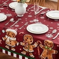 thumbnail image 3 of Christmas Tablecloth 60×84 Inch for Rectangle Tables, Gingerbread Candy Cane Washable Table Cover for Holiday Home Party Dining Decor, 3 of 7