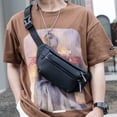thumbnail image 2 of Bolso de pecho impermeable de PU para hombre, riñonera para deportes al aire libre, bolso de hombro, bolso de mensajero, bolso de hombre de moda, 2 of 5