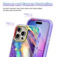 thumbnail image 4 of Casetego Fashion Cell Phone Case with Screen Protector for Apple iPhone 15 Pro, Purple Marble, 4 of 7