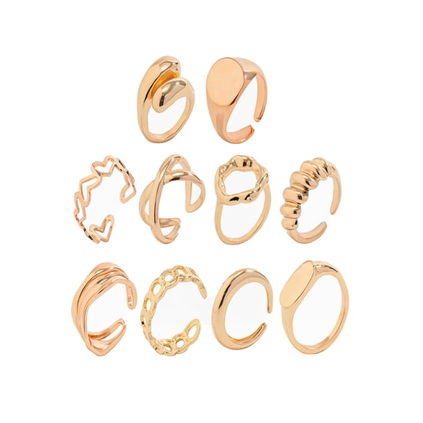 Trendy Twisted Hollow Cross Chain Ring Punk Alloy Versatile Set