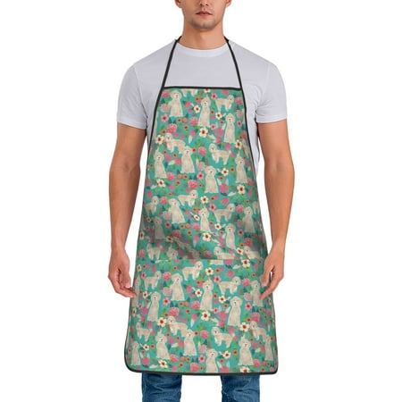 

Kitchen Aprons Cockapoo Dog Florals Cockapoo Cream Dog Turquoise Apron For Cooking Painting Bbq Grilling Baking