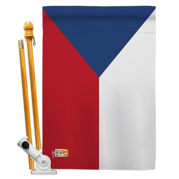 Americana Home & Garden AA-CY-HS-140066-IP-BO-D-US18-AG 28 x 40 in. Czech Republic Flags of the World Nationality Impressions Decorative Vertical Double Sided House Flag Set & Pole Bracket Hardware Fl