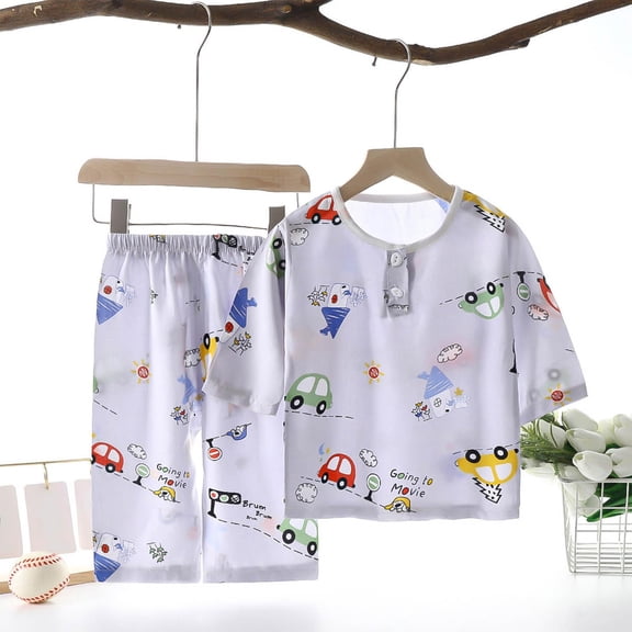 Sentuca Kids Clothes Size 5 Years Cute Car Graphic T Shirts and Shorts Outfit Sets Summer Thin Boys Clothes